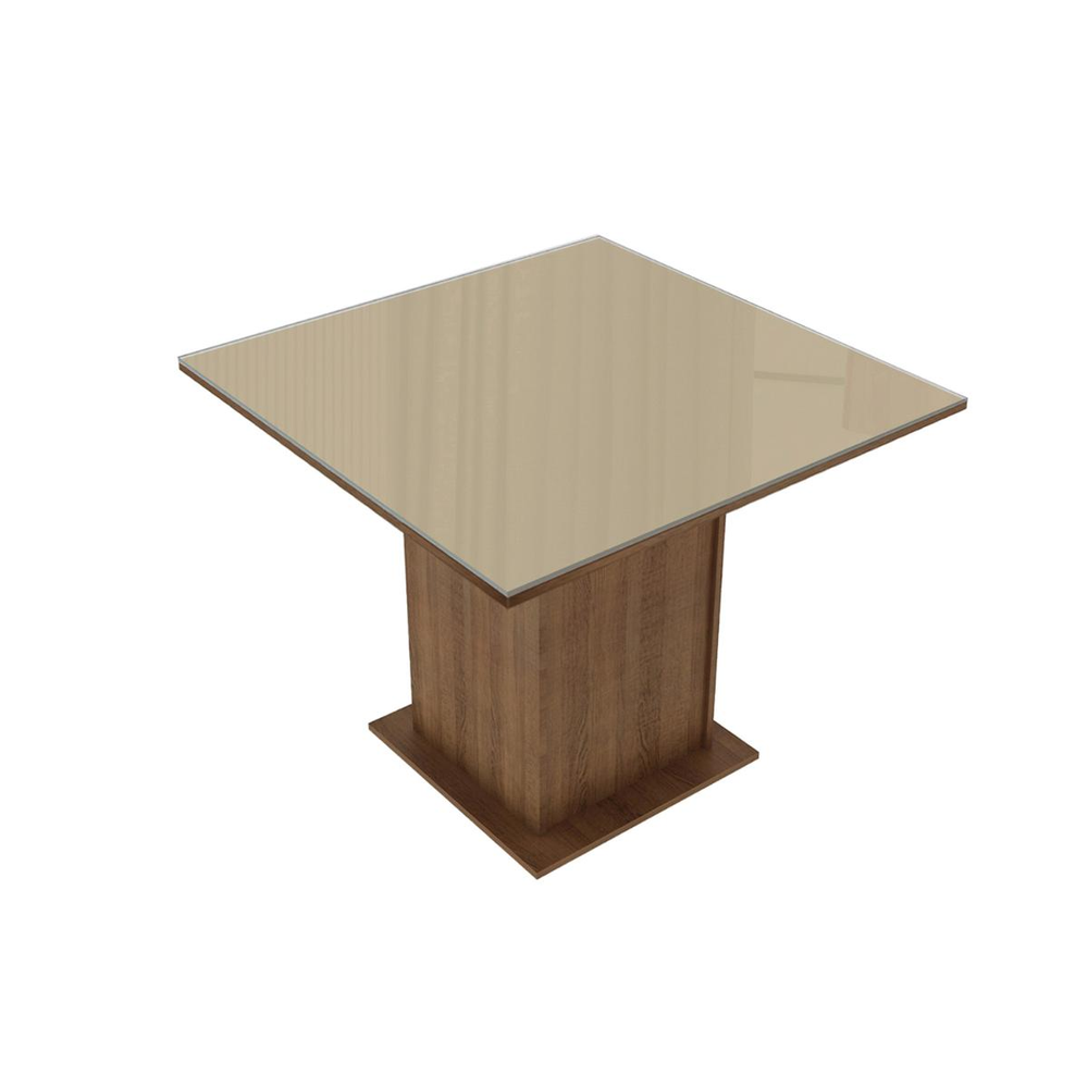 Mesa Madesa Quadrada Tampo de Vidro 5363 Rustic/Crema Mesa Madesa Quadrada Tampo de Vidro 5363 Rustic/Crema
