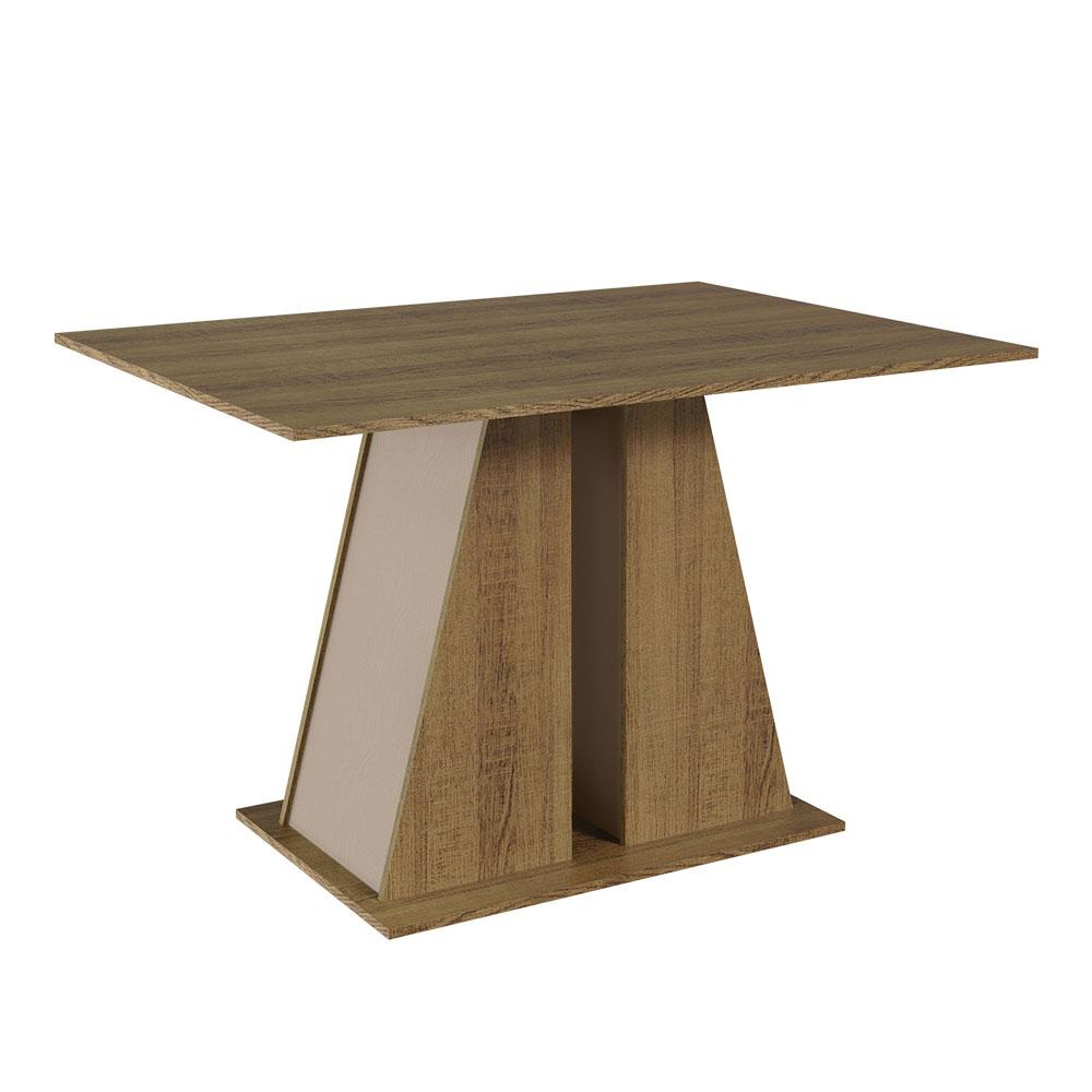 Mesa de Jantar Retangular com Tampo de Madeira Rustic/Crema 5383 Madesa Mesa de Jantar Retangular com Tampo de Madeira Rustic/Crema 5383 Madesa