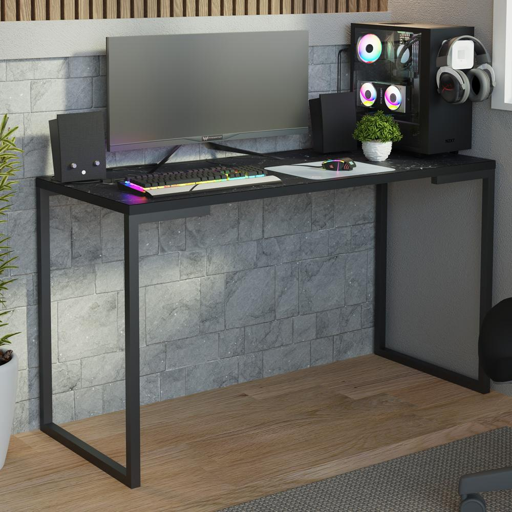 Mesa de Escritório Industrial Preta 120cm Nero Marquina Madesa