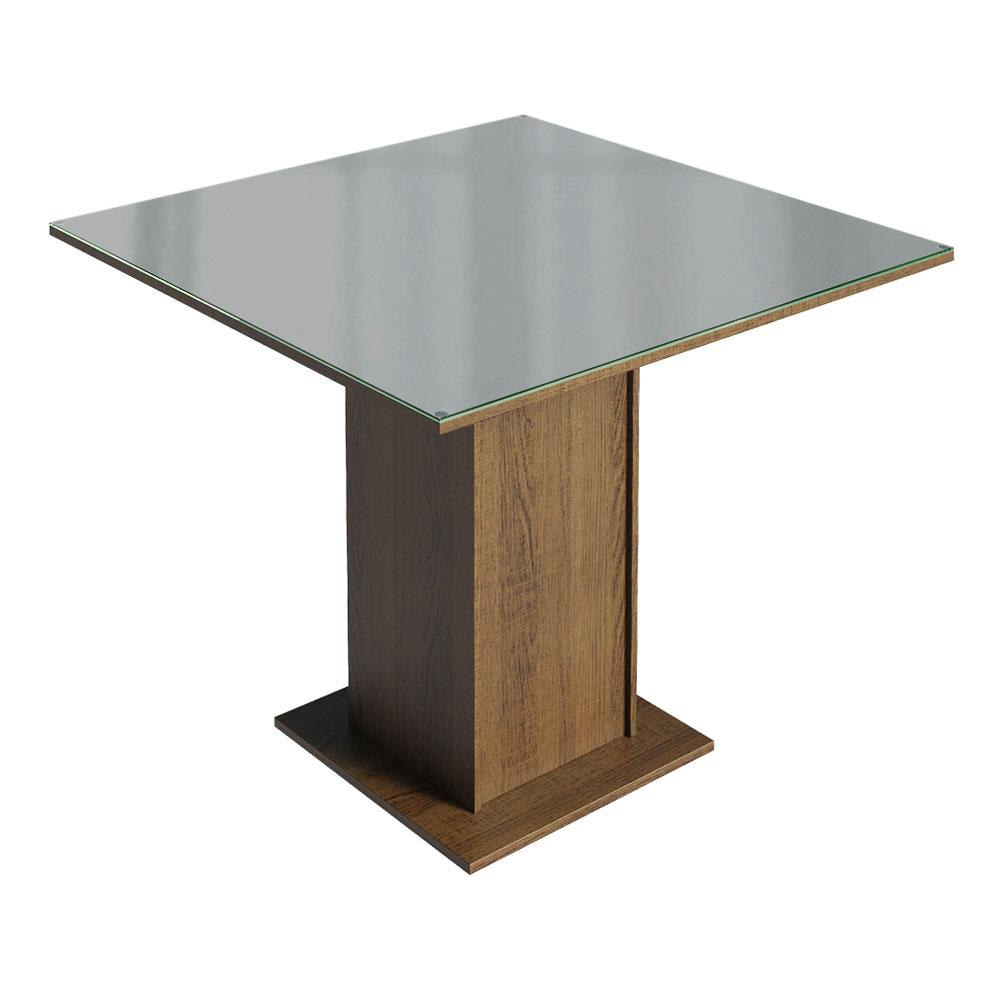 Mesa de Jantar Quadrada Tampo de Vidro Madesa 5363 - Rustic/Cinza Mesa de Jantar Quadrada Tampo de Vidro Madesa 5363 - Rustic/Cinza