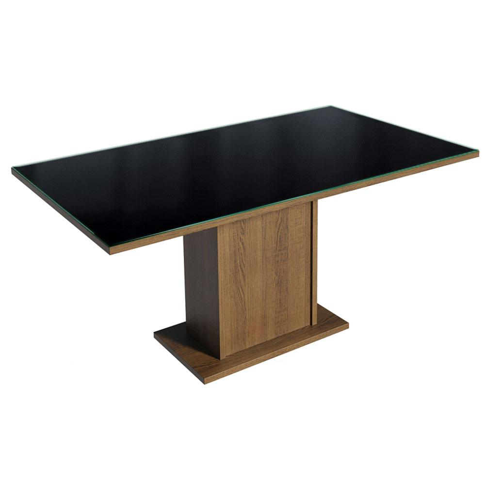 Mesa Madesa Retangular Tampo de Vidro 5275 Rustic/Preto Mesa Madesa Retangular Tampo de Vidro 5275 Rustic/Preto