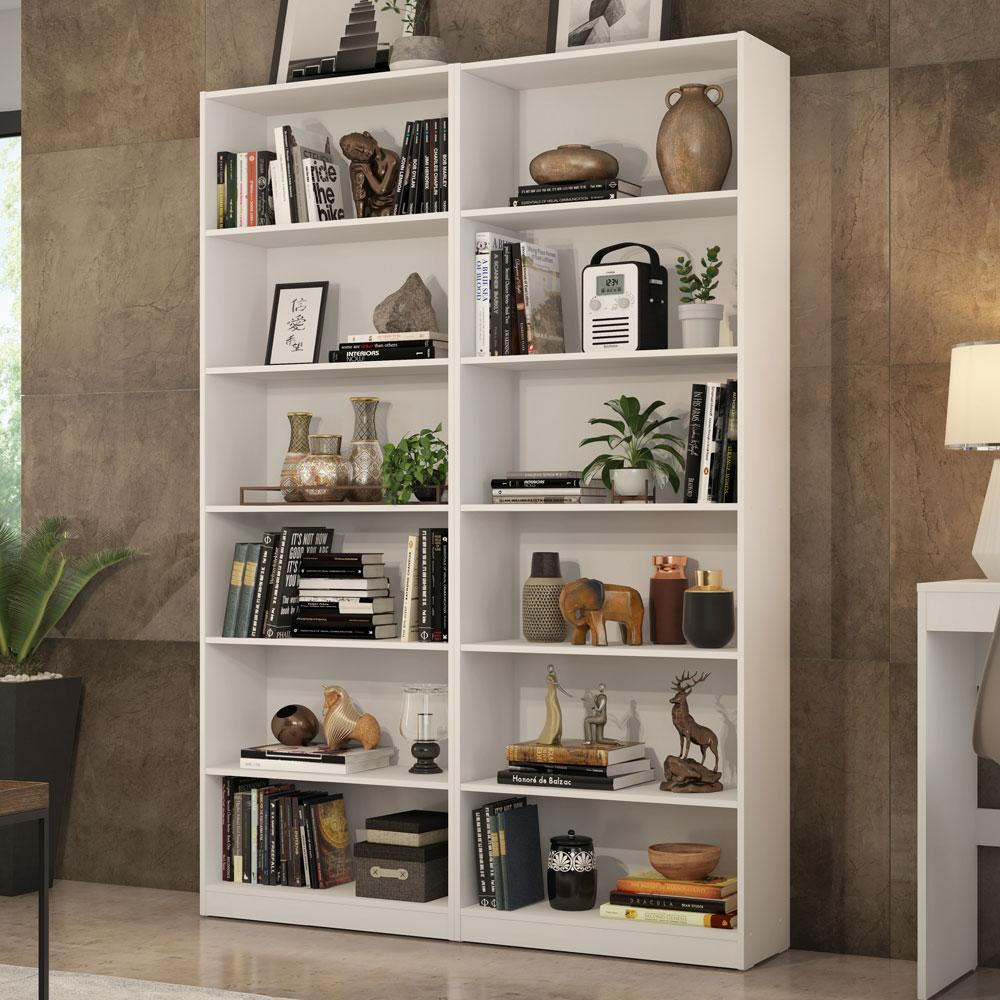 Kit Madesa com 2 Estantes Livreiro 6908 - Branco Kit Madesa com 2 Estantes Livreiro 6908 - Branco