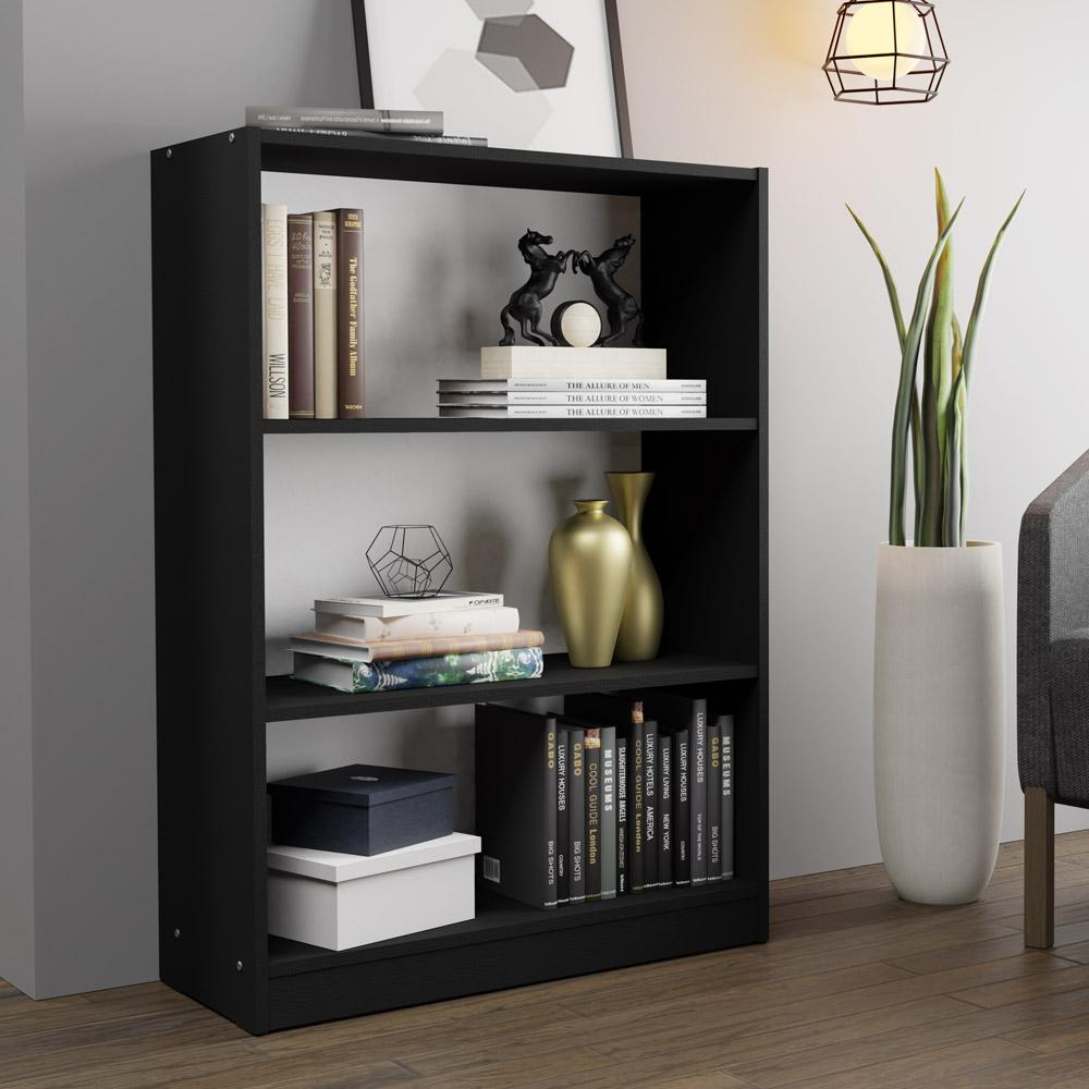 Estante para Livros Home Sala Madesa 6907 com 3 Nichos - Preto Estante para Livros Home Sala Madesa 6907 com 3 Nichos - Preto