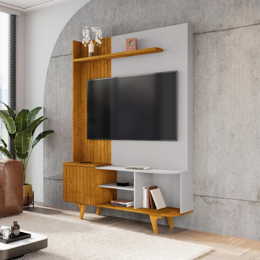 Home Para TV 55 Polegadas Uru Naturalle Fresado Off-White Home Para TV 55 Polegadas Uru Naturalle Fresado Off-White