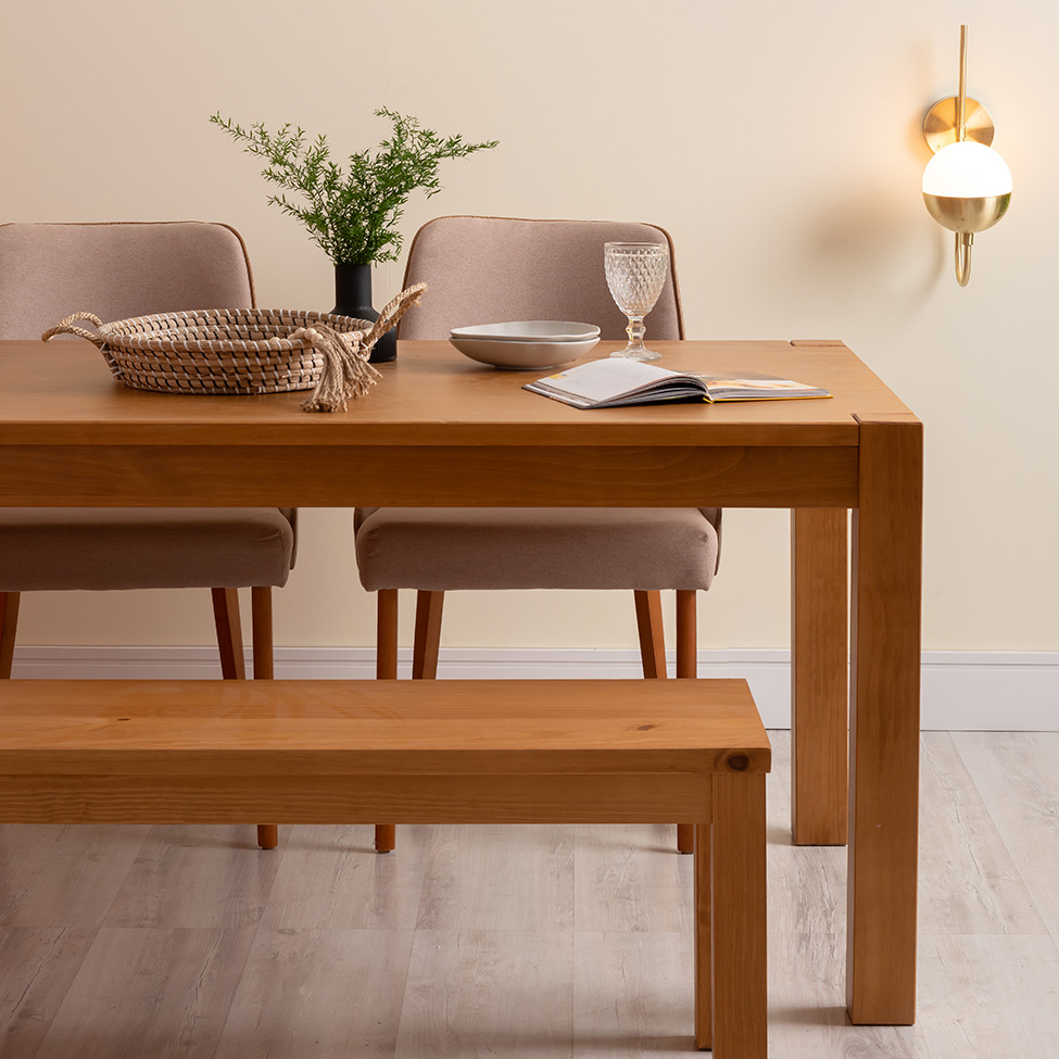 Mesa de Jantar Retangular Macaúba Madeira Maciça Amêndoa 160 cm Mesa de Jantar Retangular Macaúba Madeira Maciça Amêndoa 160 cm