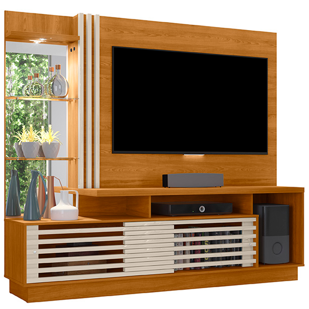 Estante Home Tv 60 Pol 200 cm Frizz Plus Cinamomo Off White MADETEC Estante Home Tv 60 Pol 200 cm Frizz Plus Cinamomo Off White MADETEC