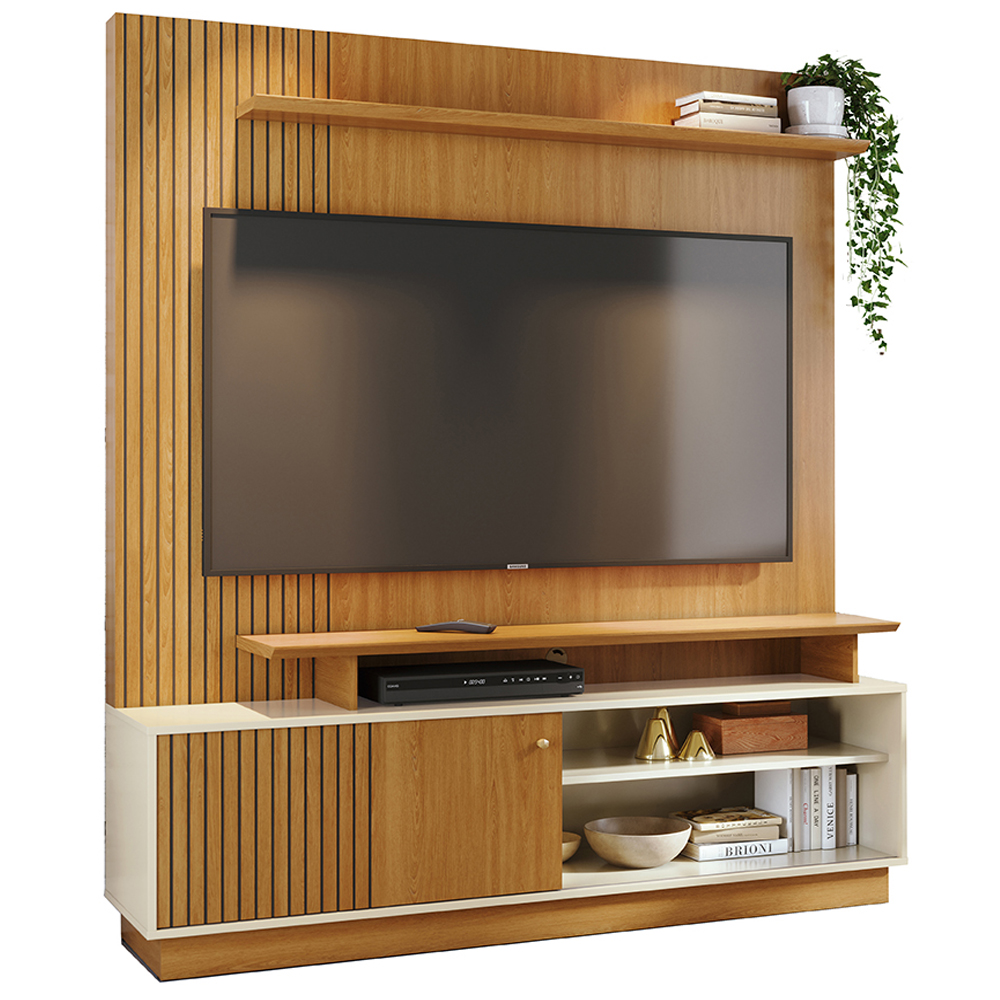 Estante Home Tv 65 Pol 1 Porta 160 cm Ares Cinamomo Off White MADETEC Estante Home Tv 65 Pol 1 Porta 160 cm Ares Cinamomo Off White MADETEC