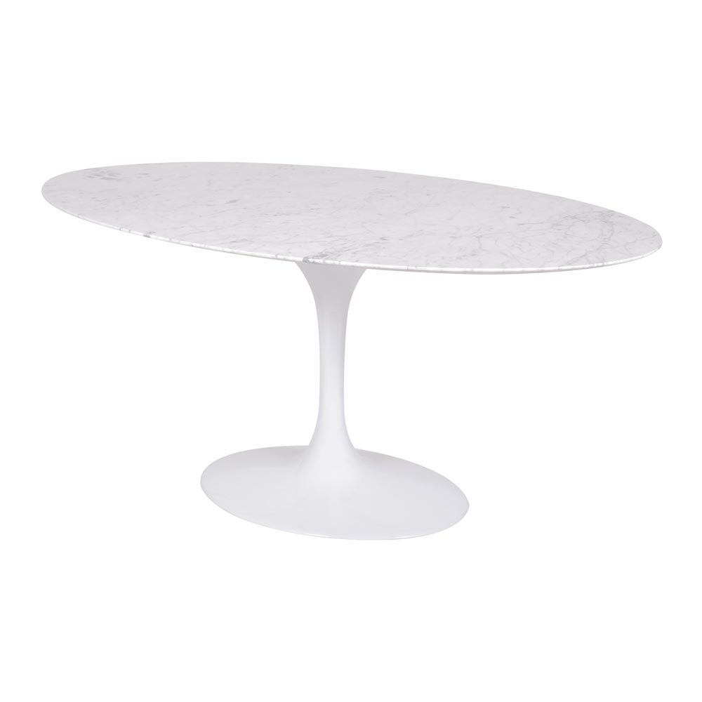 Mesa Saarinen Oval Carrara 160x90cm - Base Branca Mesa Saarinen Oval Carrara 160x90cm - Base Branca
