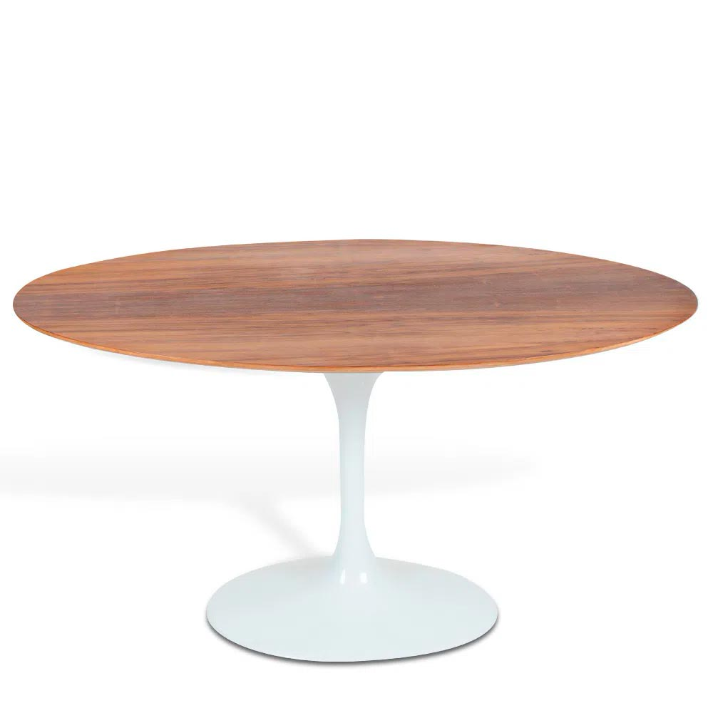 Mesa Saarinen Oval Imbuia 244x137cm - Base Branca Mesa Saarinen Oval Imbuia 244x137cm - Base Branca