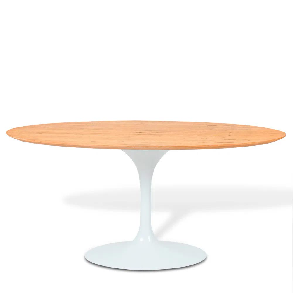 Mesa Saarinen Oval Freijó 244x137cm - Base Branca Mesa Saarinen Oval Freijó 244x137cm - Base Branca