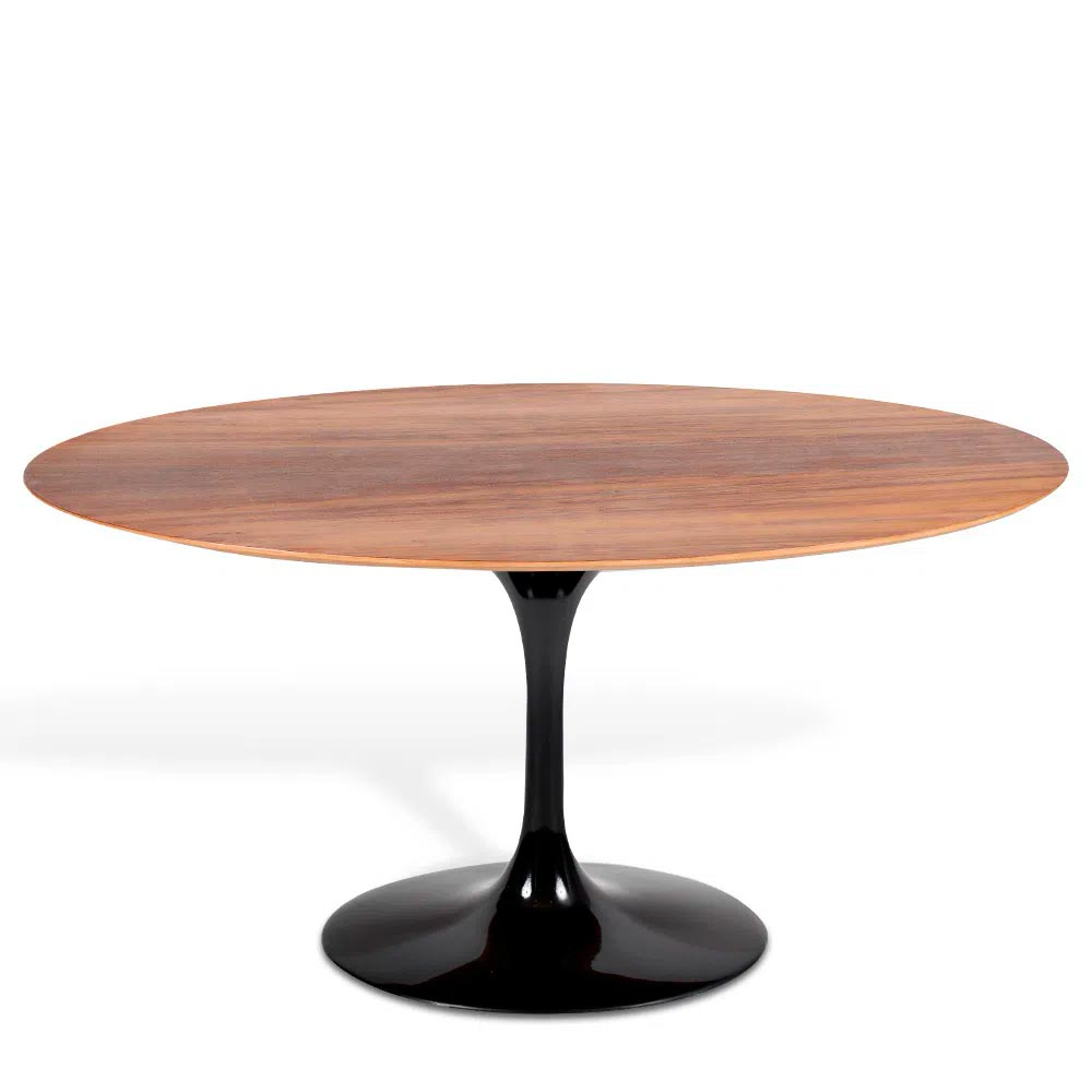 Mesa Saarinen Oval Imbuia 235x122cm - Base Preta Mesa Saarinen Oval Imbuia 235x122cm - Base Preta