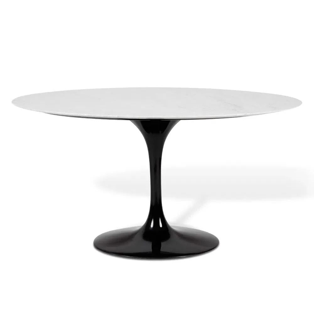 Mesa Saarinen Oval Carrara 120x80cm - Base Preta Mesa Saarinen Oval Carrara 120x80cm - Base Preta