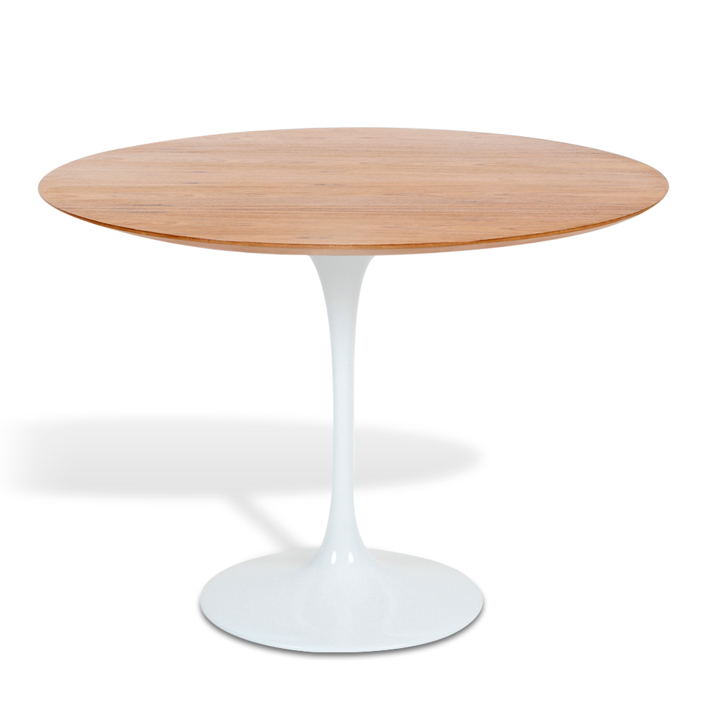 Mesa Saarinen Tulip Redonda Freijó 124cm Base Branca Mesa Saarinen Tulip Redonda Freijó 124cm Base Branca