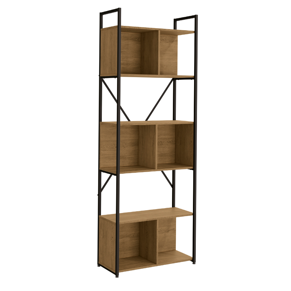 Estante Alta Com 3 Nichos 202X72 cm LI014 Freijo Preto Fosco KPB Estante Alta Com 3 Nichos 202X72 cm LI014 Freijo Preto Fosco KPB