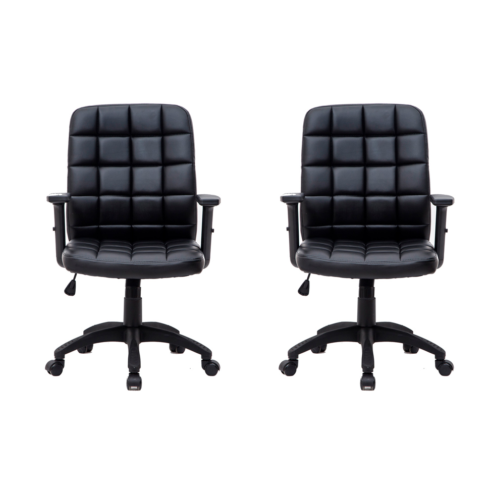 Conjunto com 2 Cadeiras de Escritório Diretor Giratórias Fitz com Braços Ajustáveis Preto Conjunto com 2 Cadeiras de Escritório Diretor Giratórias Fitz com Braços Ajustáveis Preto