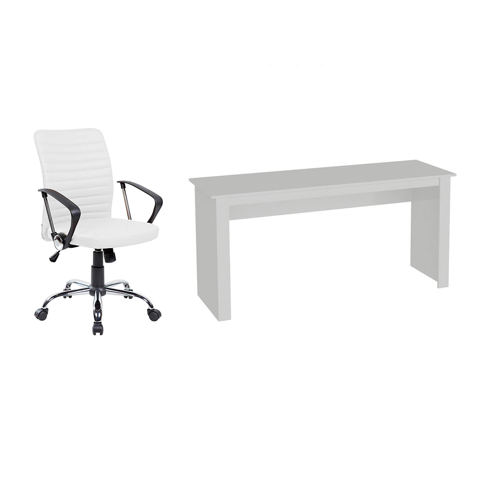 Conjunto de Mesa Badesh com Cadeira de Escritório Diretor Giratória Oslo Branca Conjunto de Mesa Badesh com Cadeira de Escritório Diretor Giratória Oslo Branca