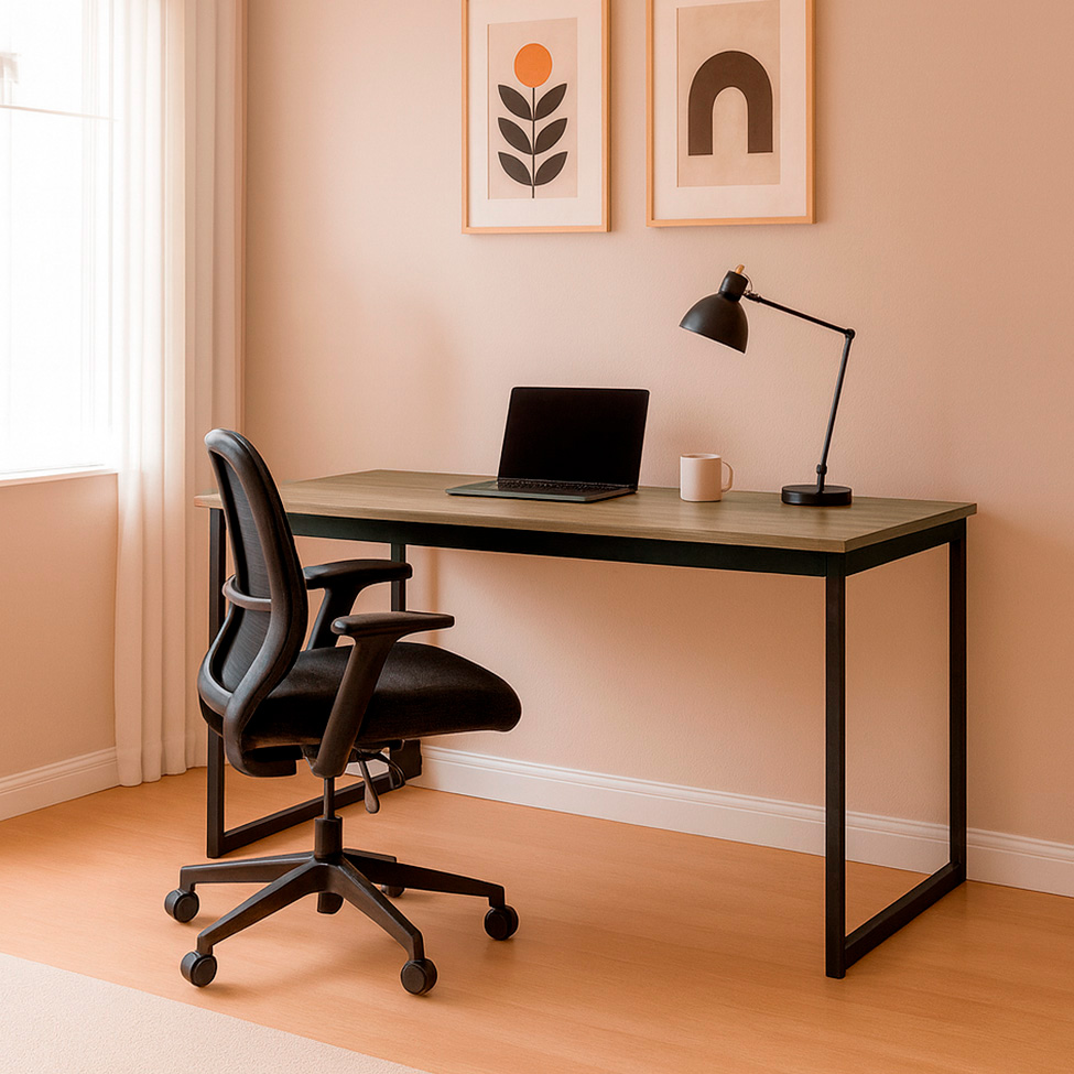 Mesa de Escritório Workspace Mel e Preta 150 cm Mesa de Escritório Workspace Mel e Preta 150 cm