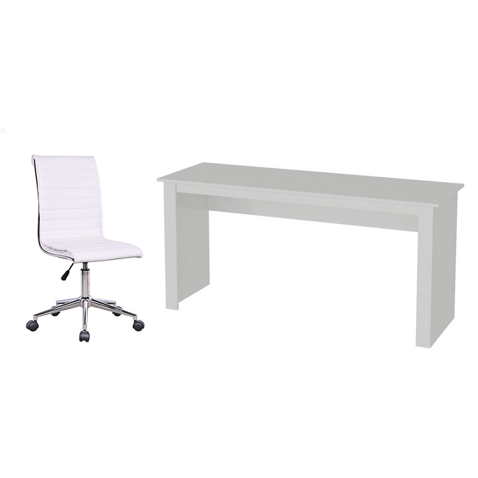 Conjunto de Mesa Badesh com Cadeira de Escritório Secretária Giratória Marilyn Branca Conjunto de Mesa Badesh com Cadeira de Escritório Secretária Giratória Marilyn Branca