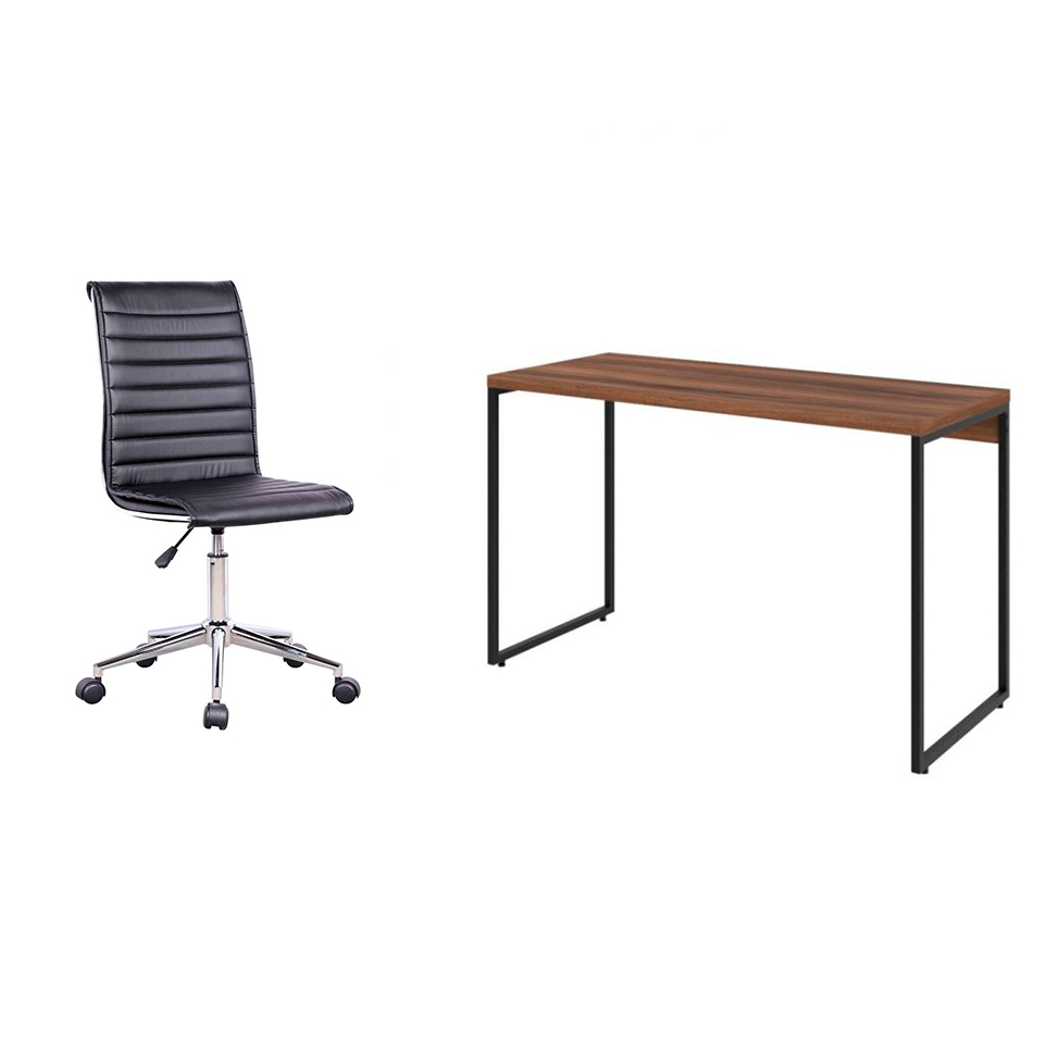 Conjunto de Mesa Studio Nogal 120 cm com Cadeira de Escritório Secretária Giratória Marilyn Preta Conjunto de Mesa Studio Nogal 120 cm com Cadeira de Escritório Secretária Giratória Marilyn Preta