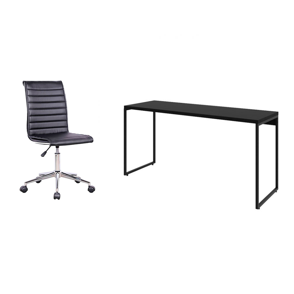 Conjunto de Mesa Studio 150 cm com Cadeira de Escritório Secretária Giratória Marilyn Preta Conjunto de Mesa Studio 150 cm com Cadeira de Escritório Secretária Giratória Marilyn Preta