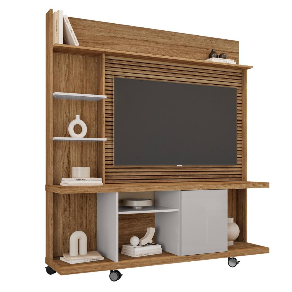 Home Taurus 160 cm para TV até 47 Polegadas e Rodízios Cinamomo/Off White - Ripa Home Taurus 160 cm para TV até 47 Polegadas e Rodízios Cinamomo/Off White - Ripa