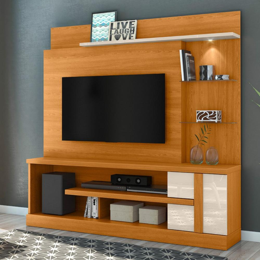 Home Theater Cael com Nichos Cinamomo/Off-White Home Theater Cael com Nichos Cinamomo/Off-White
