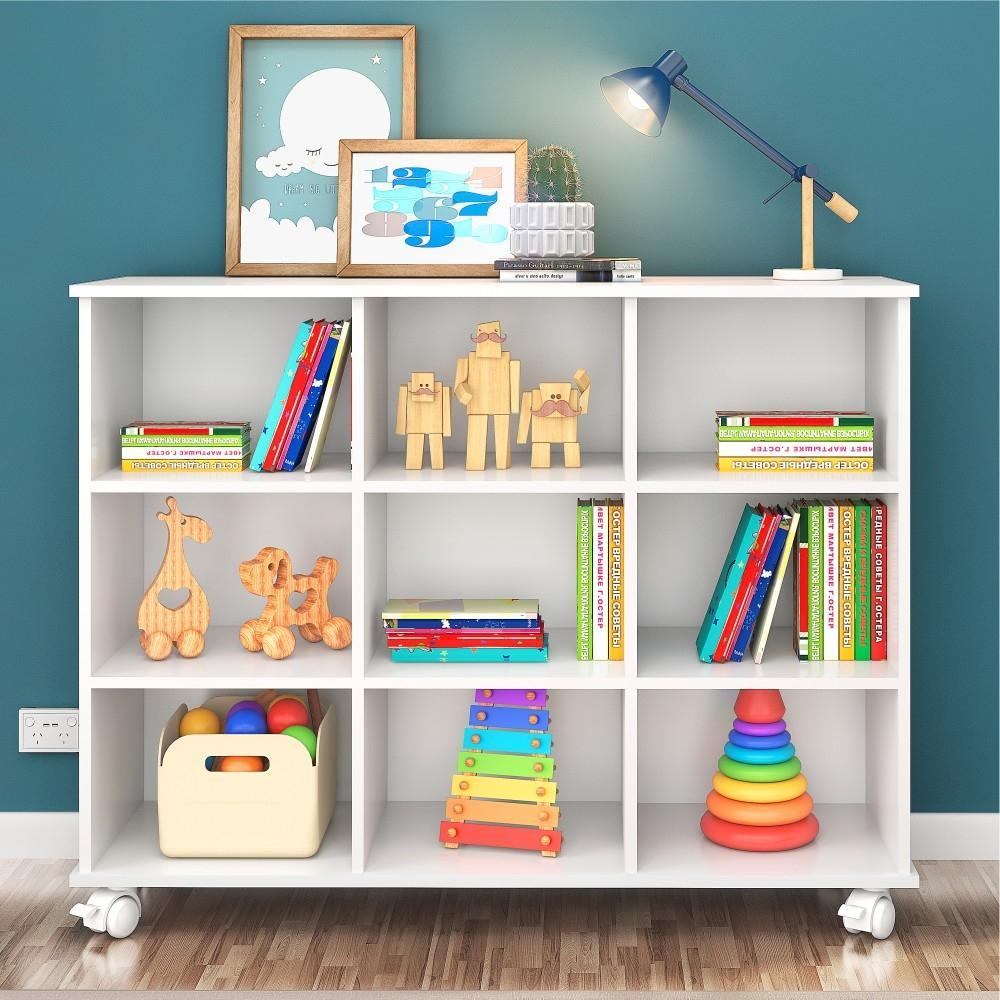Nicho Organizador Zuri 9 Espaços com Rodízios Branco Nicho Organizador Zuri 9 Espaços com Rodízios Branco