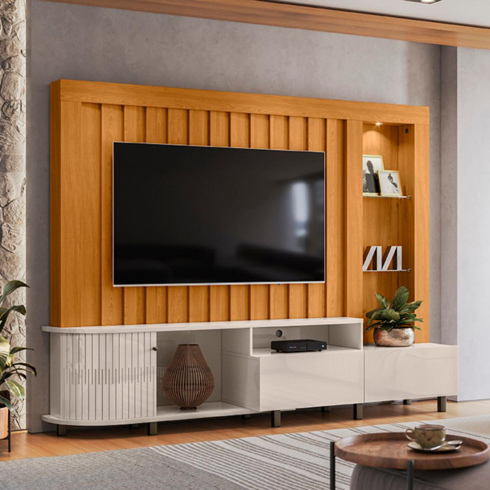 Home Theater Zolder com Estilo Clássico Cinamomo/Off-White Home Theater Zolder com Estilo Clássico Cinamomo/Off-White