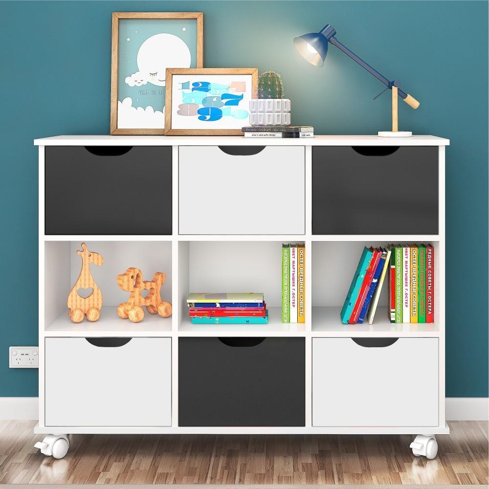 Conjunto Nicho Organizador Zuri 9 Espaços com Rodízios Branco + Kit 3 Gavetas Brancas + Kit 3 Gavetas Pretas Conjunto Nicho Organizador Zuri 9 Espaços com Rodízios Branco + Kit 3 Gavetas Brancas + Kit 3 Gavetas Pretas