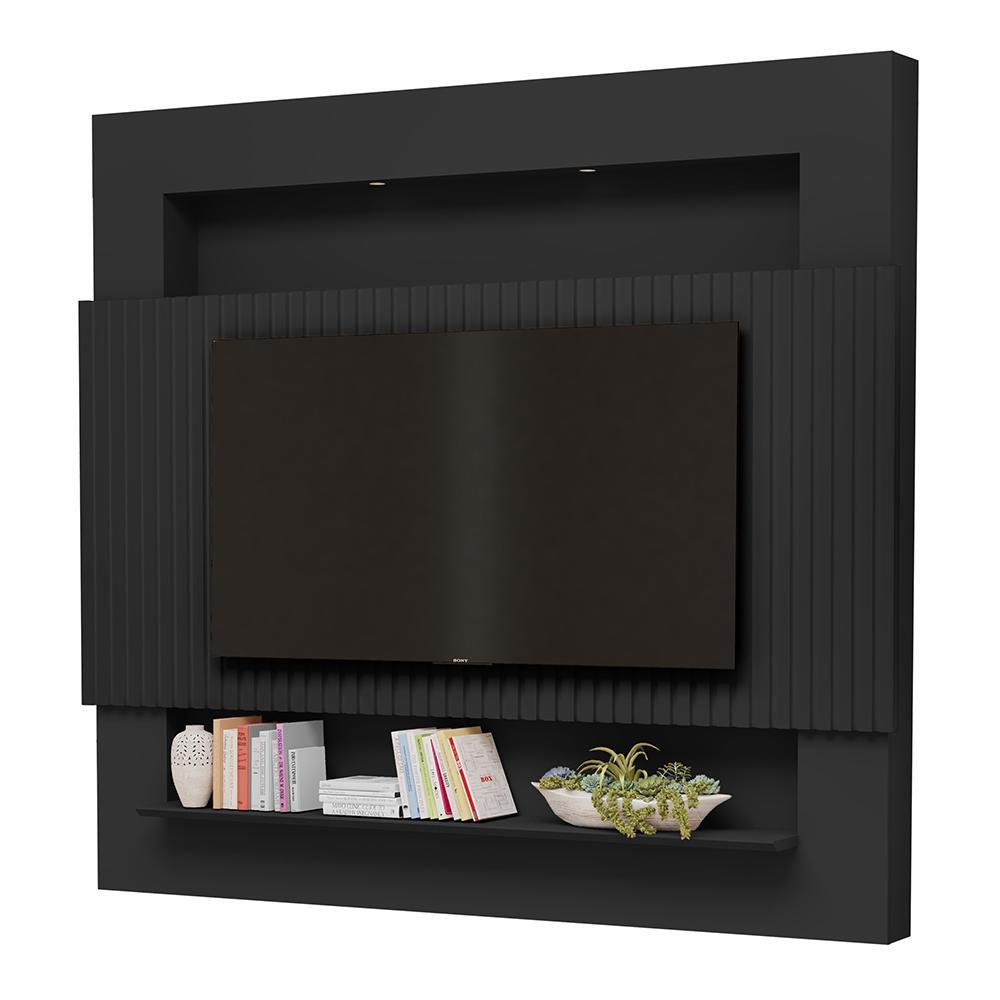 Painel Home Suspenso Riviera Ripado Preto para TV até 75 - Móveis Luapa Painel Home Suspenso Riviera Ripado Preto para TV até 75 - Móveis Luapa
