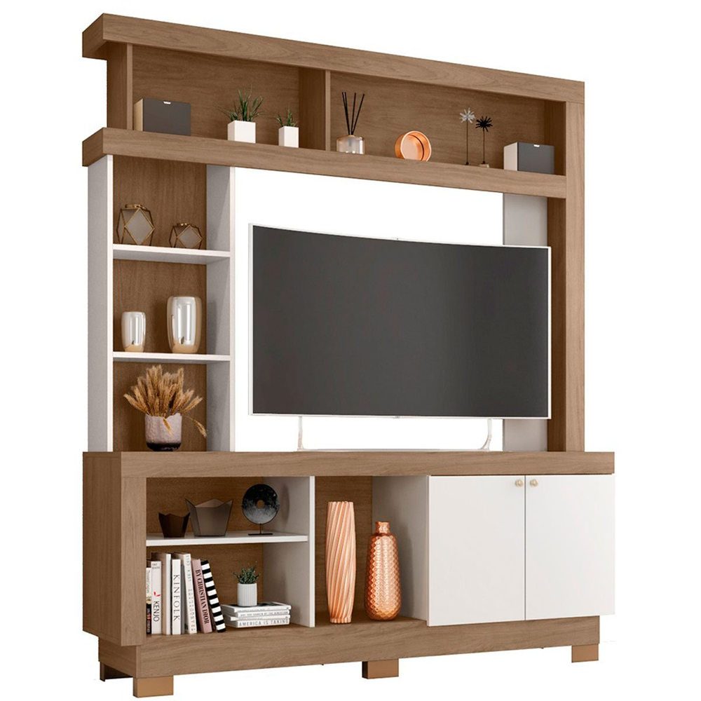 Estante para Tv de até 47 Polegadas 8 Nichos e 2 Portas Mari Carvalho Oak/Off White Estante para Tv de até 47 Polegadas 8 Nichos e 2 Portas Mari Carvalho Oak/Off White