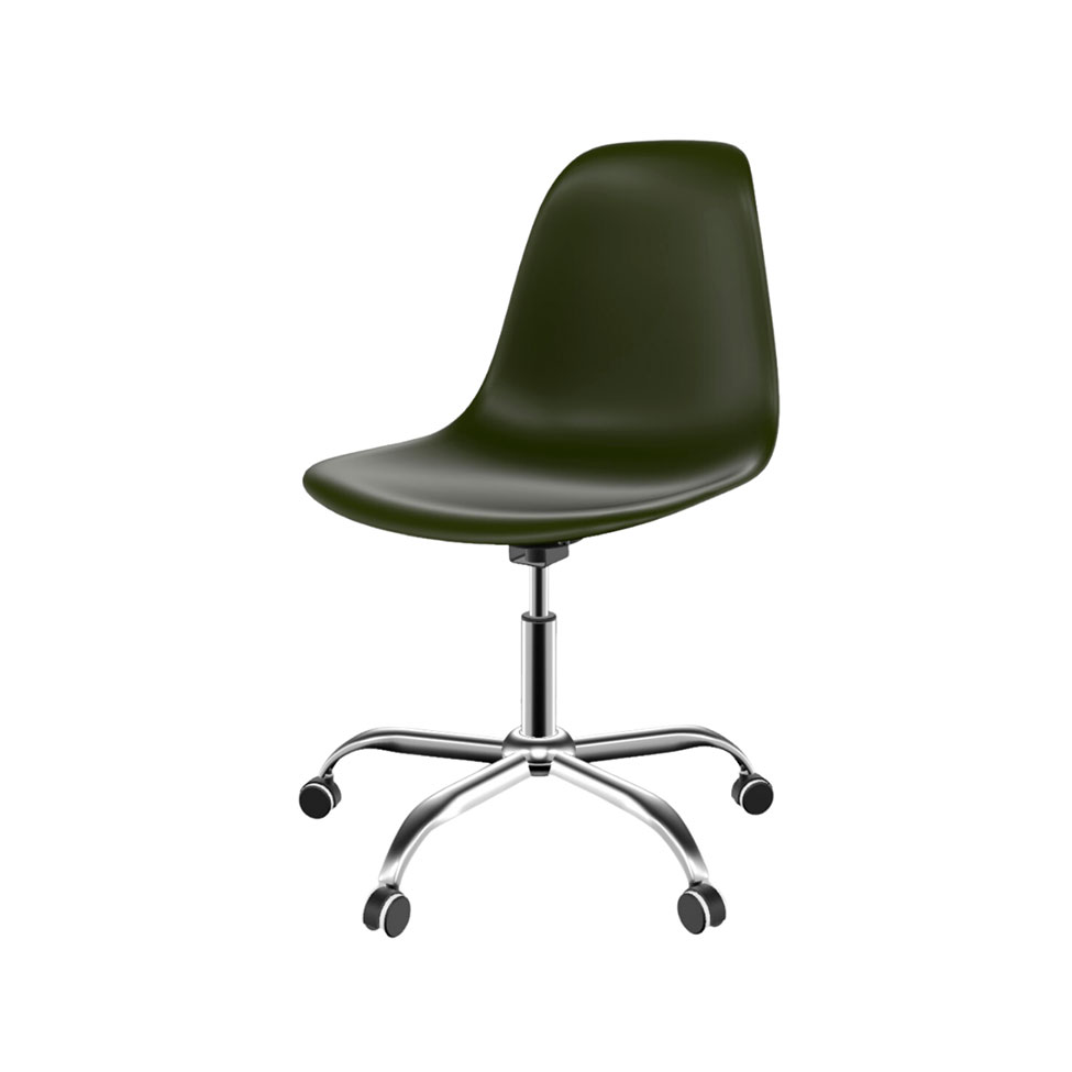 Cadeira Eames Office Verde Musgo e Cromada Cadeira Eames Office Verde Musgo e Cromada
