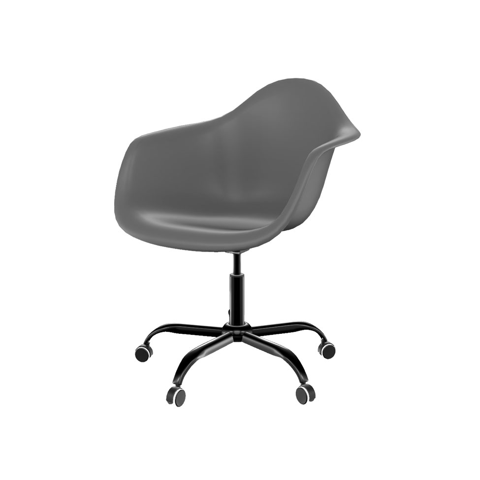 Cadeira Eames Arm Office Konkret e Preta Cadeira Eames Arm Office Konkret e Preta