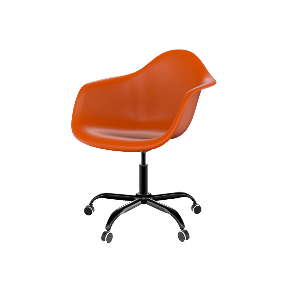 Cadeira Eames Arm Office Terracota e Preta Cadeira Eames Arm Office Terracota e Preta