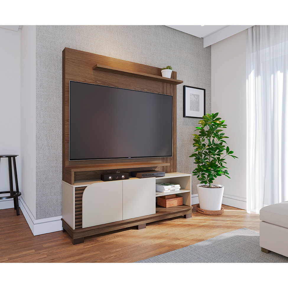 Estante para Home Theater e TV até 65 Polegadas Jurerê 2 PT Amêndoa e Off White Estante para Home Theater e TV até 65 Polegadas Jurerê 2 PT Amêndoa e Off White