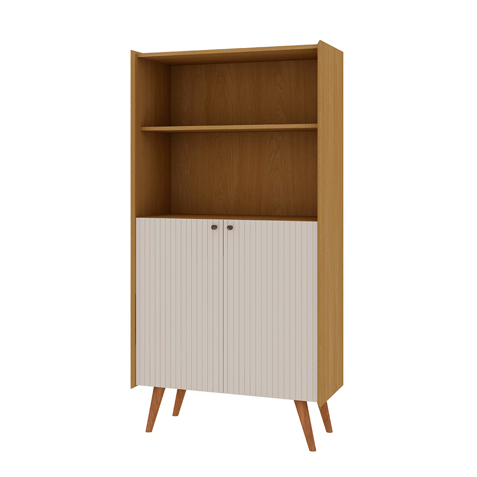 Estante Vértice Ripada 2 Portas Off White e Cinamomo Estante Vértice Ripada 2 Portas Off White e Cinamomo