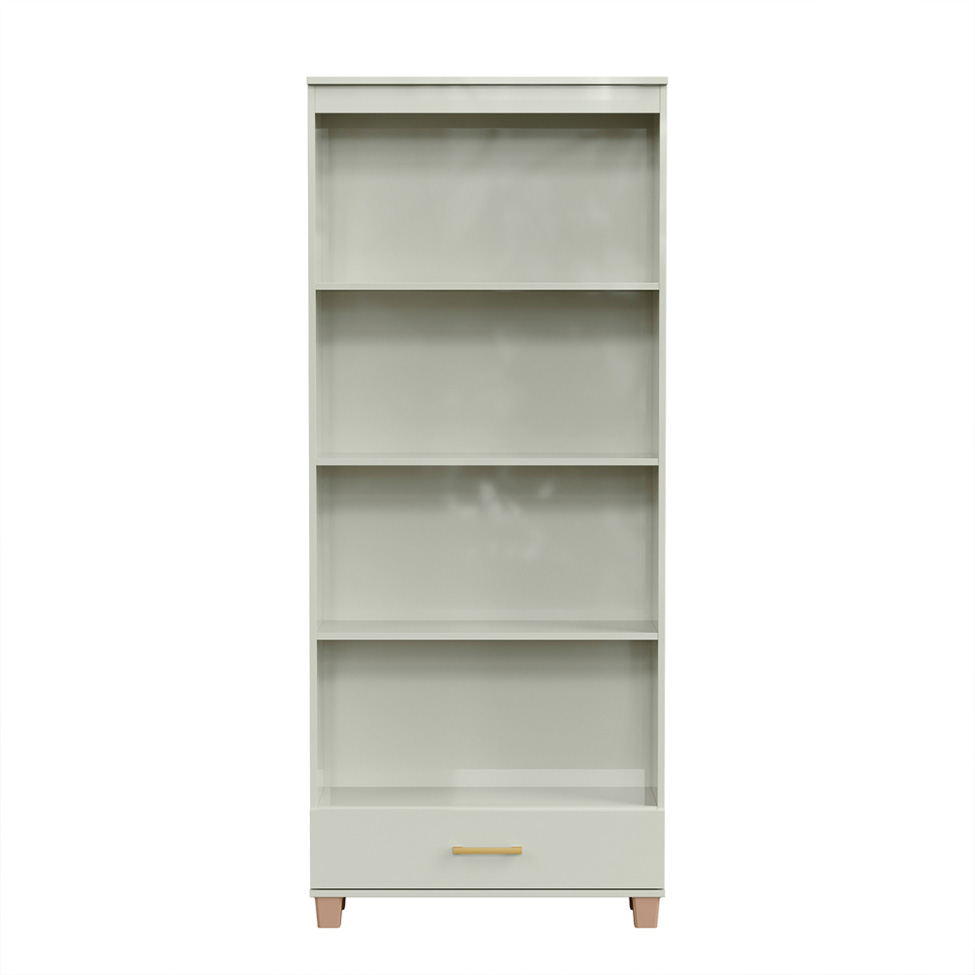 Estante Lívia 100% MDF 1 Gaveta Off White e Dourada Estante Lívia 100% MDF 1 Gaveta Off White e Dourada