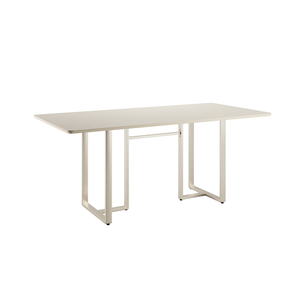 Mesa de Jantar Retangular com Tampo de Vidro Arcadia Off White e Champagne 160 cm Mesa de Jantar Retangular com Tampo de Vidro Arcadia Off White e Champagne 160 cm