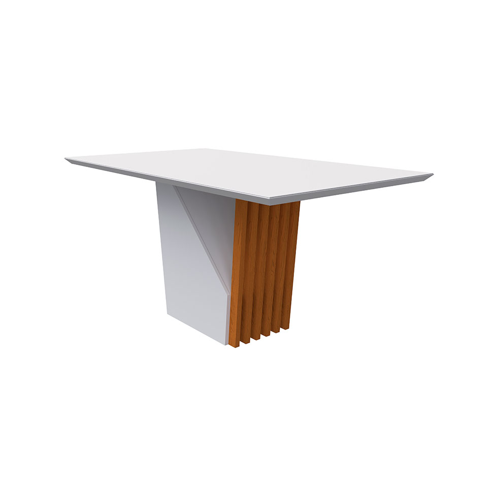 Mesa de Jantar Retangular com Tampo de Vidro Veneza Off White e Ype 160 cm Mesa de Jantar Retangular com Tampo de Vidro Veneza Off White e Ype 160 cm