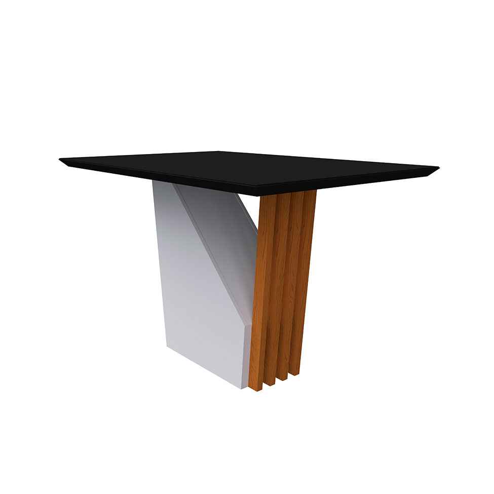 Mesa de Jantar Retangular com Tampo de Vidro Preto Veneza Off White e Ype 120 cm Mesa de Jantar Retangular com Tampo de Vidro Preto Veneza Off White e Ype 120 cm