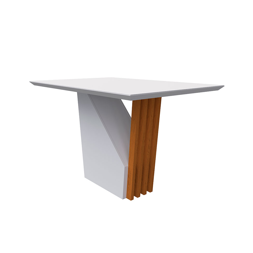Mesa de Jantar Retangular com Tampo de Vidro Veneza Off White e Ype 120 cm Mesa de Jantar Retangular com Tampo de Vidro Veneza Off White e Ype 120 cm