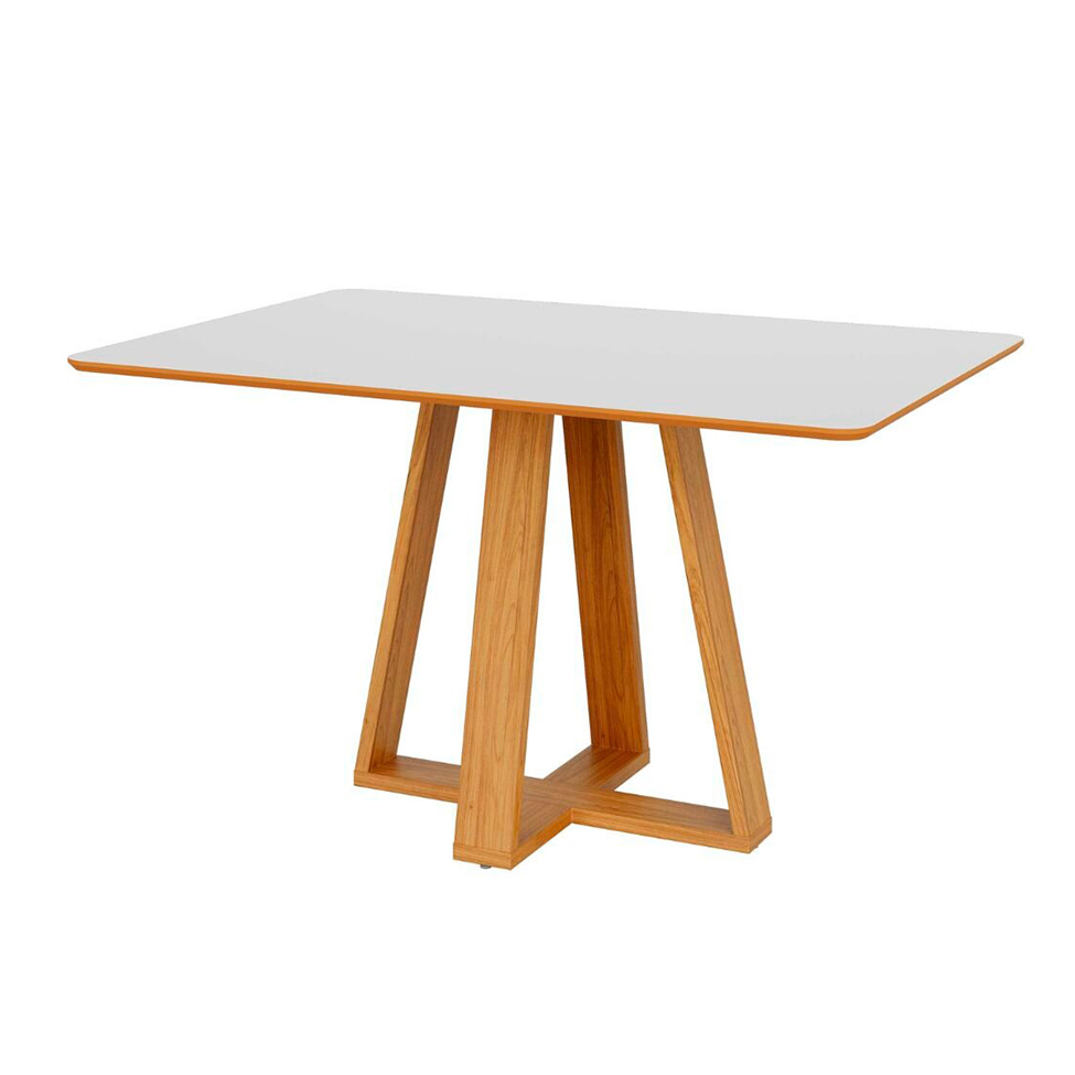 Mesa de Jantar Retangular com Tampo de MDF Kessy 100% MDF Off White e Freijó 135 cm Mesa de Jantar Retangular com Tampo de MDF Kessy 100% MDF Off White e Freijó 135 cm