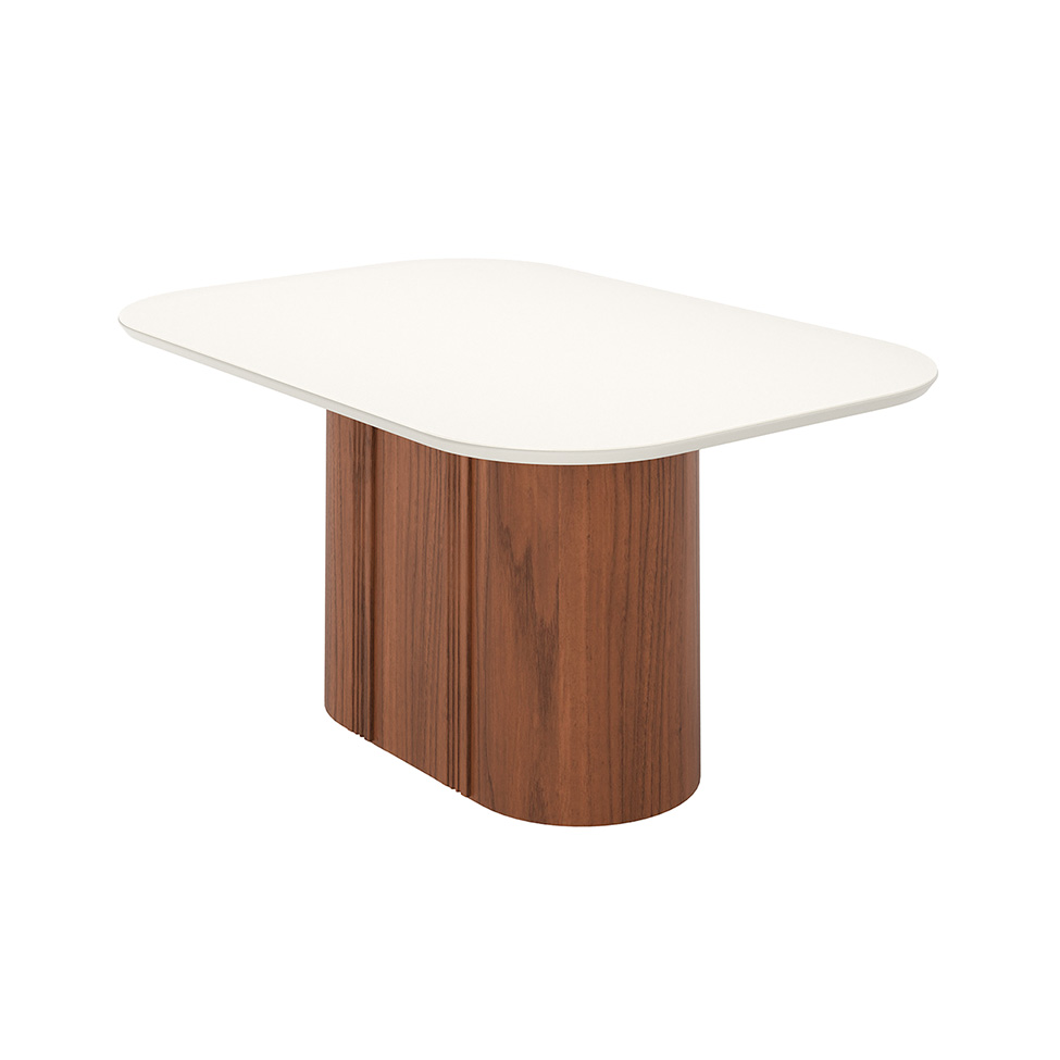 Mesa de Jantar Retangular com Tampo de Vidro Off White Kalina Canela 160 cm Mesa de Jantar Retangular com Tampo de Vidro Off White Kalina Canela 160 cm