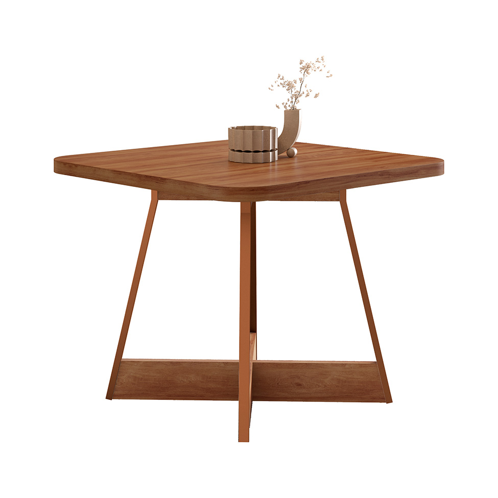 Mesa de Jantar Quadrada com Tampo de MDP Átria Nogal e Rosê Mesa de Jantar Quadrada com Tampo de MDP Átria Nogal e Rosê