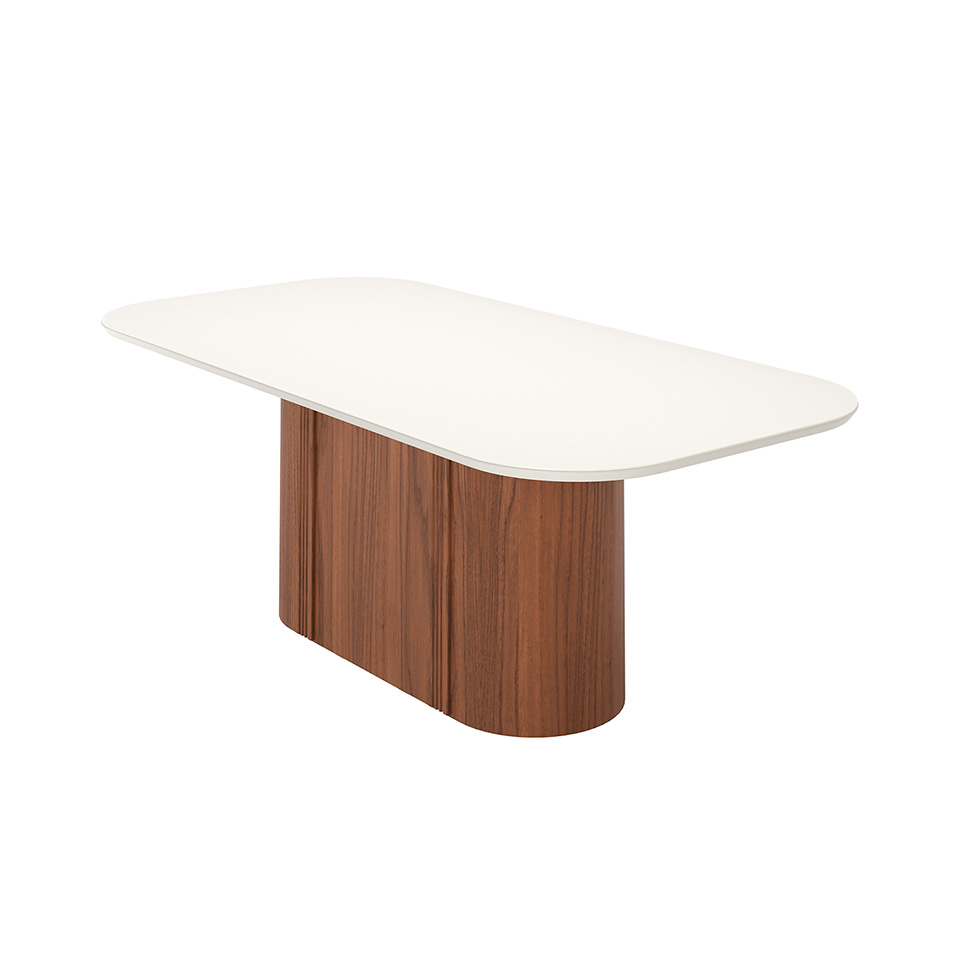 Mesa de Jantar Retangular com Tampo de Vidro Off White Kalina Canela 219 cm Mesa de Jantar Retangular com Tampo de Vidro Off White Kalina Canela 219 cm