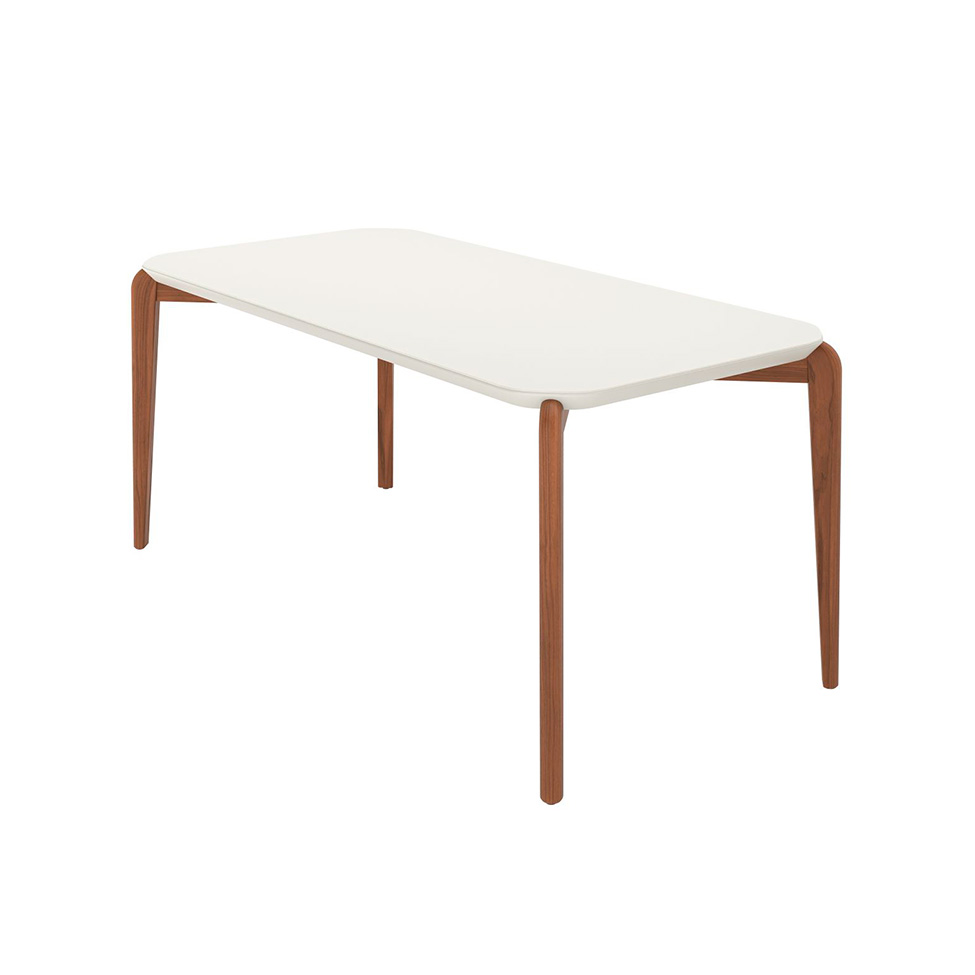Mesa de Jantar Retangular com Tampo de Vidro Off White Donatella Natural 180 cm Mesa de Jantar Retangular com Tampo de Vidro Off White Donatella Natural 180 cm