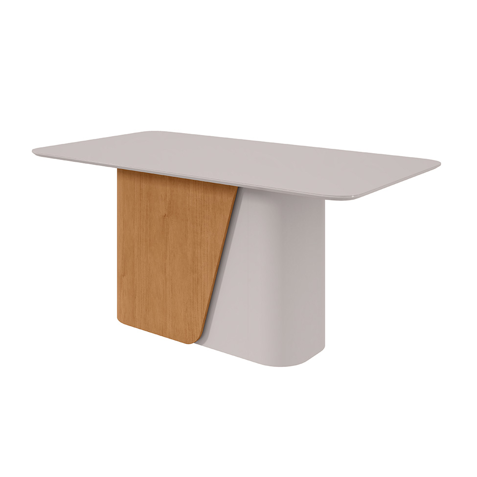 Mesa de Jantar Retangular com Tampo de MDF 25 mm e Vidro Luar II Off White e Amêndoa 170 cm Mesa de Jantar Retangular com Tampo de MDF 25 mm e Vidro Luar II Off White e Amêndoa 170 cm
