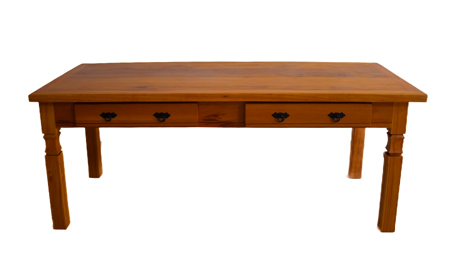 Mesa de Jantar 2 M Madeira Maciça Natural Com Gaveta - Drawer Mesa de Jantar 2 M Madeira Maciça Natural Com Gaveta - Drawer