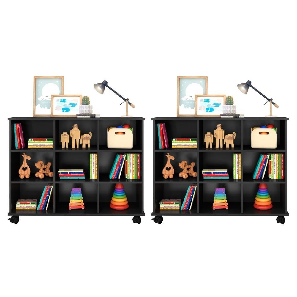 Kit 2 Nichos Organizadores Multifuncionais com Rodízios Toys Q01 Preto - Mpozenato Kit 2 Nichos Organizadores Multifuncionais com Rodízios Toys Q01 Preto - Mpozenato