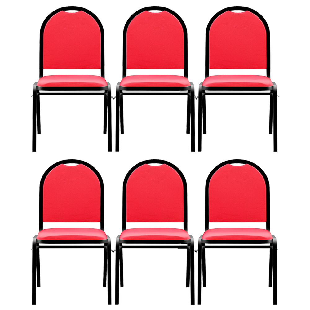 Kit 6 Cadeiras Hoteleiras Auditório Empilhável Sintético M23 Vermelho - Mpozenato Kit 6 Cadeiras Hoteleiras Auditório Empilhável Sintético M23 Vermelho - Mpozenato
